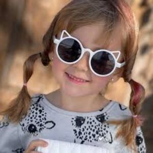 White Cat-Eye Round Sunglasses Kids Summer Clothes